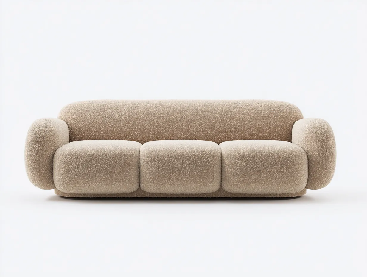 Sofa 3 Sitzer - Stoff - 220x105x90 cm - beige - für Wohnzimmer - modernes Design-Airyify