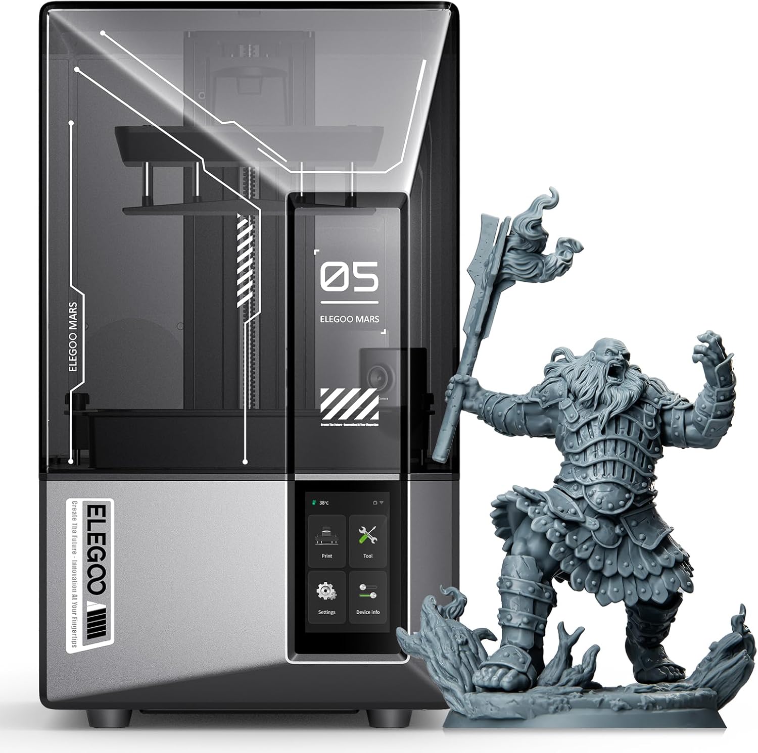 ELEGOO Mars 5 Ultra 9K Resin 3D Drucker, 150 mm h Druckgeschwindigkeit, Intelligentes Auto - Leveling, Intelligente Fehlererkennung, WiFi - Datenübertragung, Druckvolumen 153,36 x 77,76 x 165 mm3-Airyify