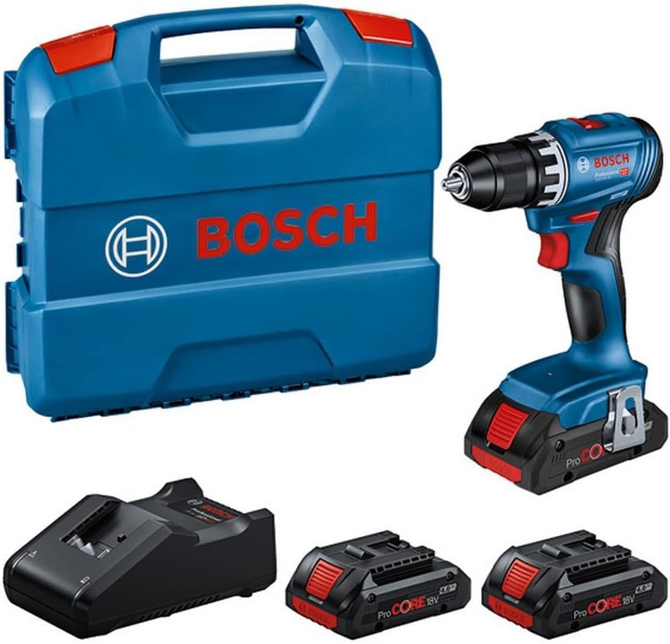 Bosch Professional 18V System Akku Bohrschrauber GSR 18V - 45 Drehzahl 1.900 min, inkl. 3x 4.0Ah ProCORE Akku, Schnellladegerät GAL 18V - 40, L - Case-Airyify