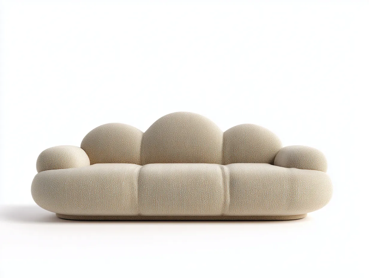Sofa 3 Sitzer - Stoff - 210x110x95 cm - beige - für Wohnzimmer - modernes Design-Airyify
