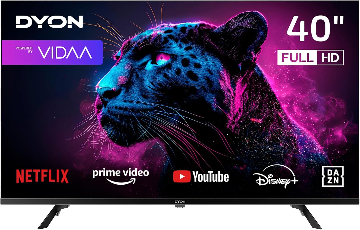 DYON Movie Smart 40 VX - 2 - 40 Zoll 100 cm Full - HD Smart TV mit HD Triple Tuner DVB - C - S2 - T2 , App Store, Prime Video, Netflix, YouTube, DAZN, Disney, waipu.tv, Hotelmodus-Airyify