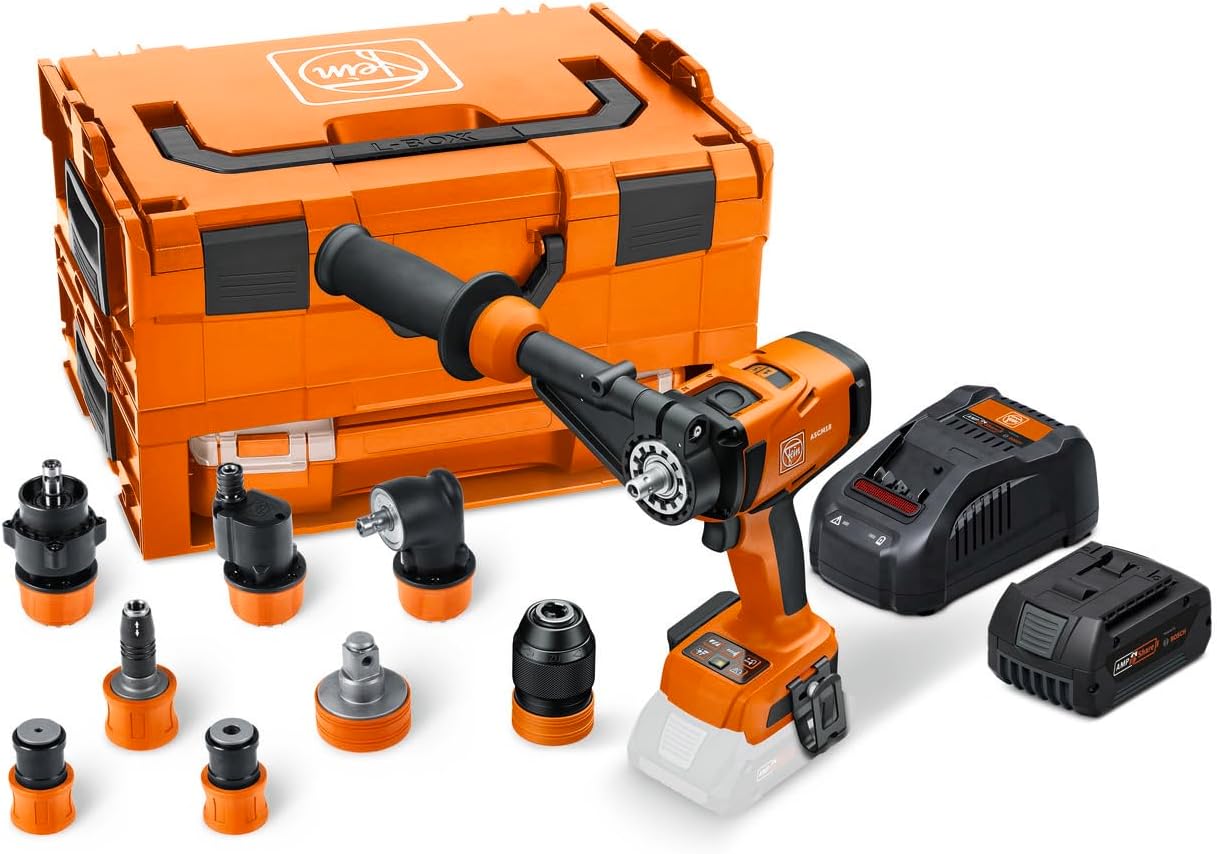 FEIN Akku - Bohrschrauber ASCM18 - 4 QM AS QuickIN Top Set mit 7 QuickIN Schnellwechselaufsätzen in Koffer i - BOXX, einem Akku GBA 18 V 5.0 Ah AS und Schnellladegerät GAL 1880 CV AS-Airyify
