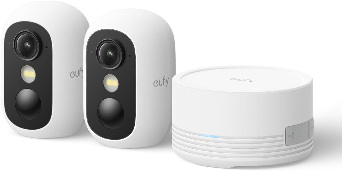 eufy Security eufyCam C35 2 - Kamera - Set - Kabellose Überwachungskamera außen und innen, magnetische Halterung, Farbnachtsicht, lokaler Speicher, IP67, Gesichtserkennung, Solarpanel - kompatibel, ohne ABO-Airyify