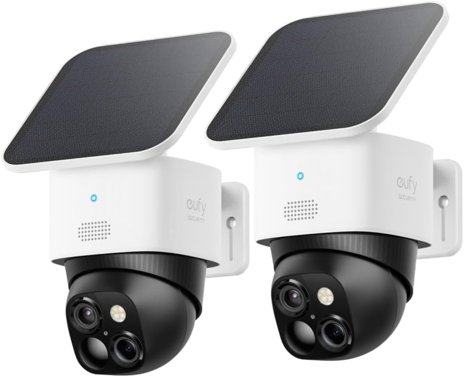eufy Security SoloCam 2pack, Überwachungskamera aussen solar, 360 Grad - Überwachung, Keine Toten Winkel, Überwachungskamera aussen mit 2,4 - GHz - WLAN, Gebührenfreie Nutzung, HomeBase 3 kompatibel-Airyify