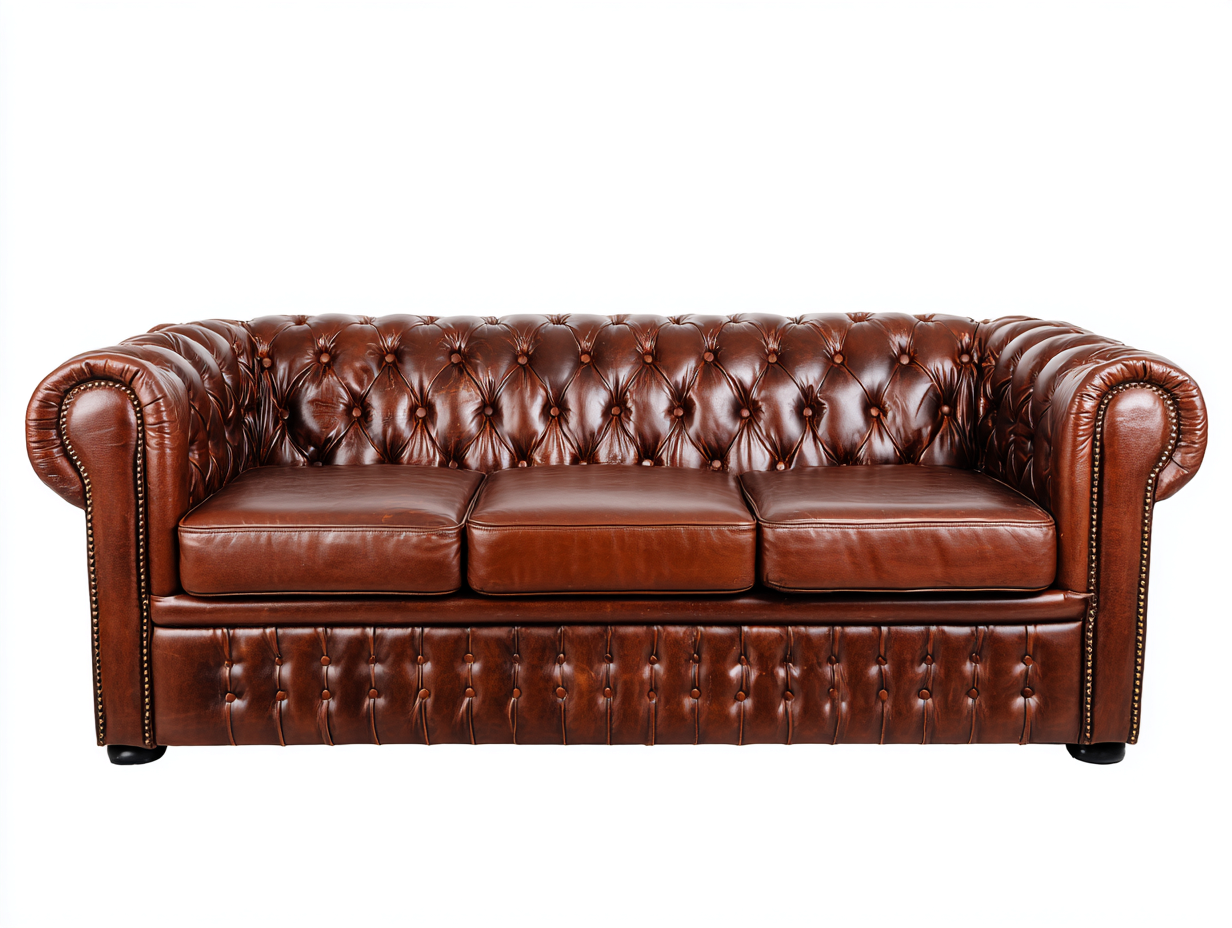 Sofa 3 Sitzer - echtes Leder - 210x90x78 cm - braun - für Wohnzimmer - klassisches Design-Airyify
