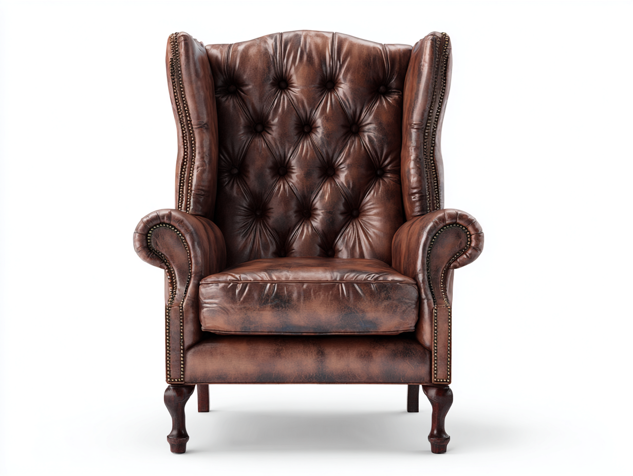 Sessel Echtleder 85x90x118 cm - braun - für Wohnzimmer - klassisches Chesterfield-Design-Airyify