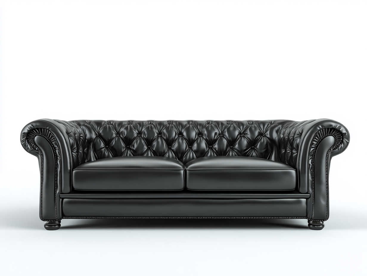Sofa 3 Sitzer - echtes Leder - 210x90x78 cm - schwarz - für Wohnzimmer - klassisches Design-Airyify