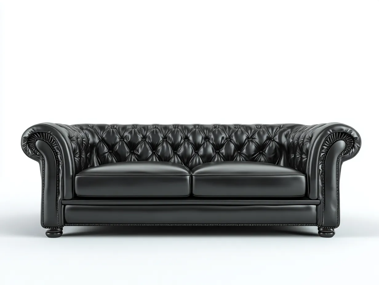Sofa 3 Sitzer - echtes Leder - 210x90x78 cm - schwarz - für Wohnzimmer - klassisches Design-Airyify