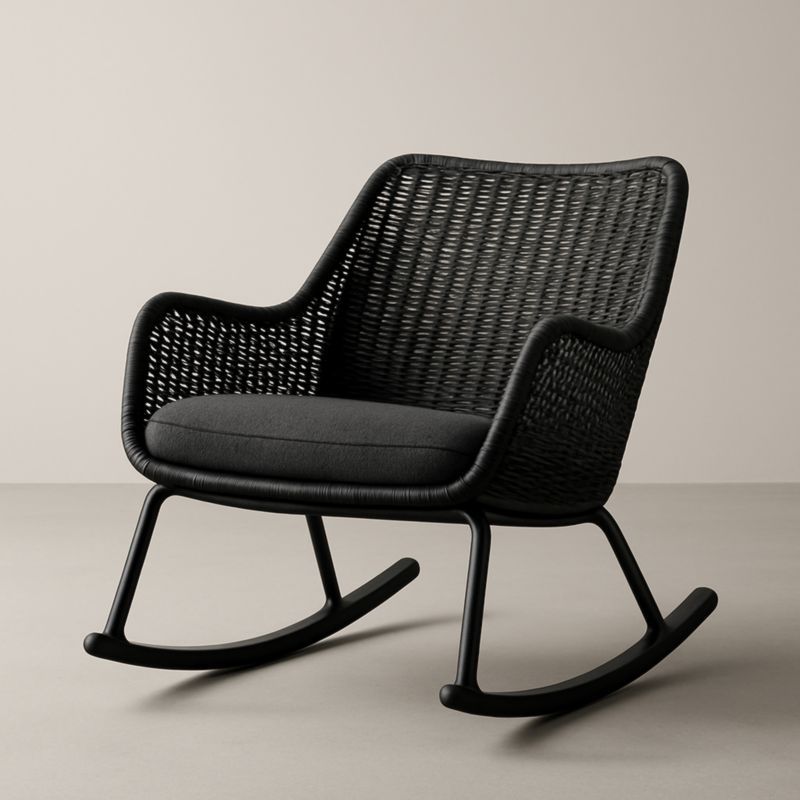 Sedia a dondolo in metallo e fibra sintetica nera