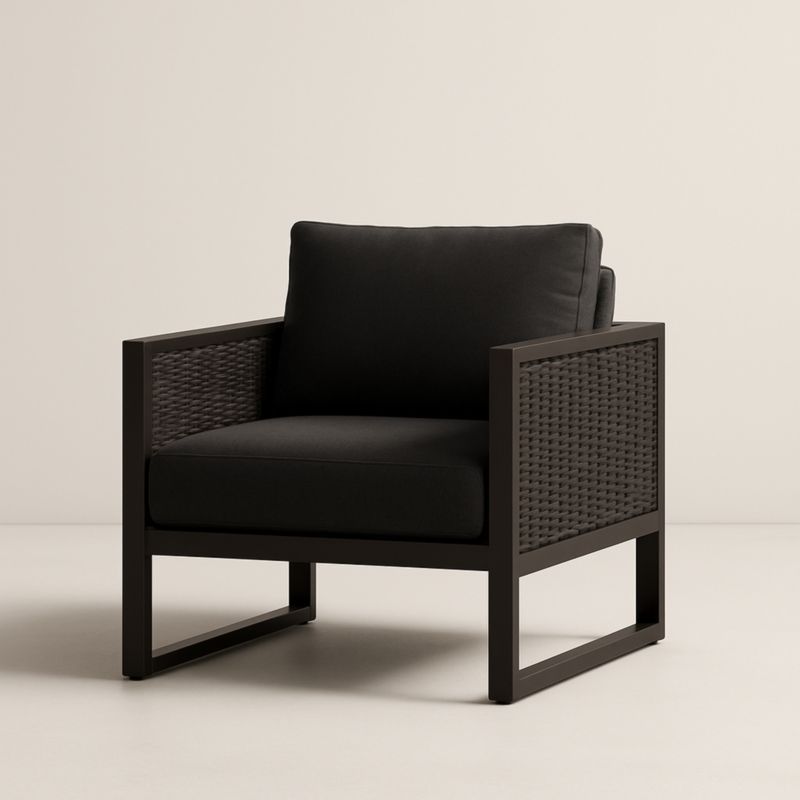 Poltrona in Metallo e Tessuto Nero