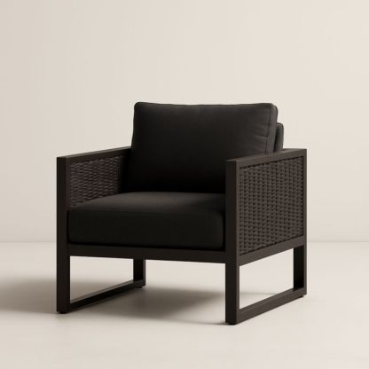 Poltrona in Metallo e Tessuto Nero