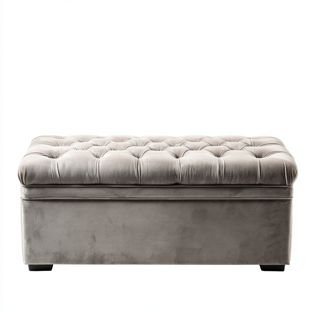Banc de lit velours capitonné 100x45x45 cm - gris - style élégant-Abodearo