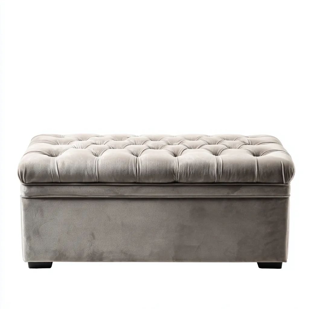 Banc de lit velours capitonné 100x45x45 cm - gris - style élégant-Abodearo