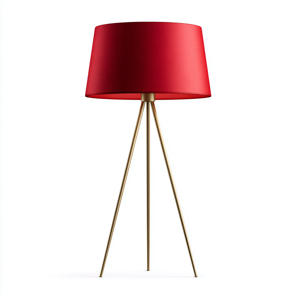Lampadaire Métal-Tissu 155x45 cm - Rouge-Doré - Design contemporain-Abodearo