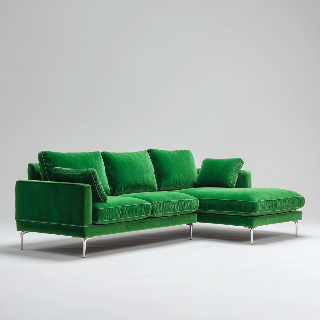 Canapé d'angle Velours 275x165x85 cm - Vert - Style moderne-Abodearo
