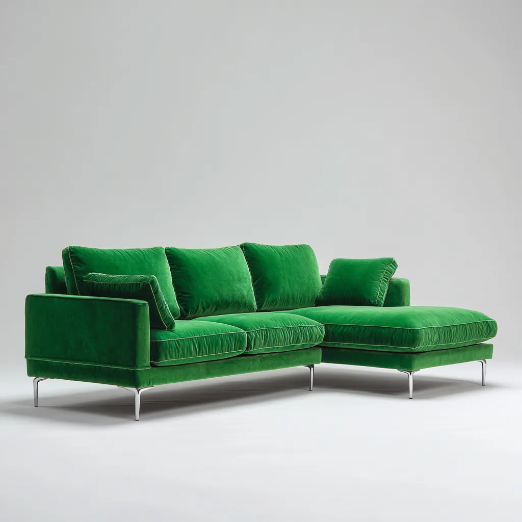 Canapé d'angle Velours 275x165x85 cm - Vert - Style moderne-Abodearo