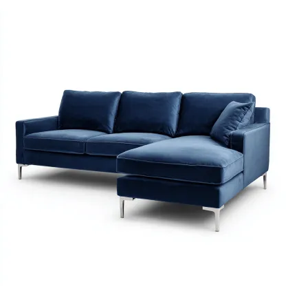Canapé d'angle Velours 255x155x85 cm - Bleu - Design moderne-Abodearo