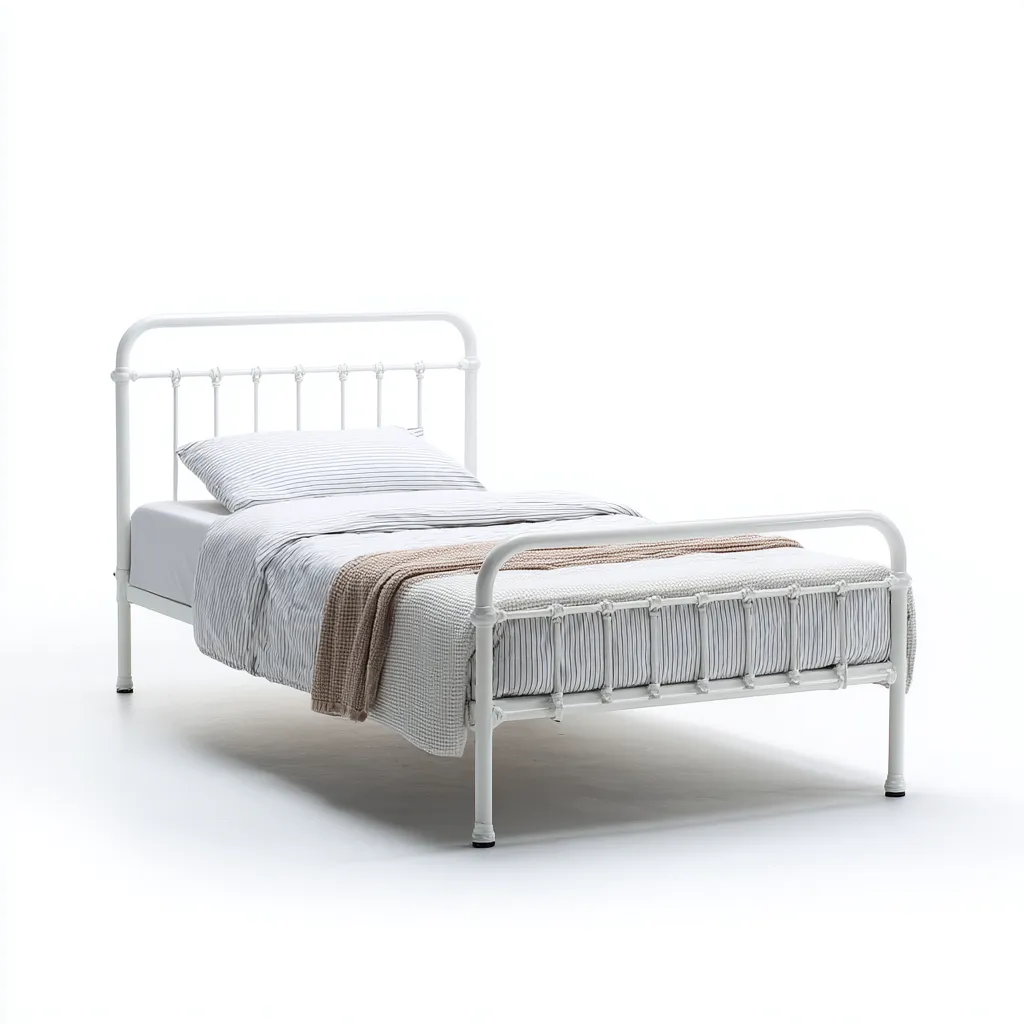 Lit simple structure en métal 197x95x90 cm - blanc - design épuré pour chambre-Abodearo