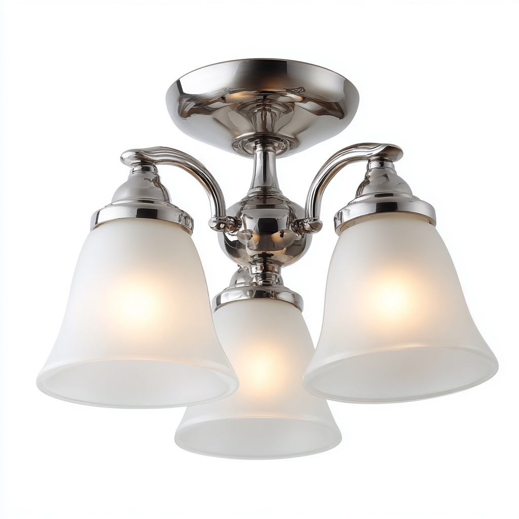 Plafonnier métal et verre 35x35x25 cm - argent-blanc - style classique-Abodearo