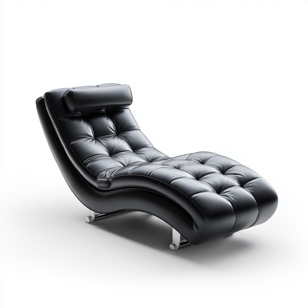 Chaise longue simili cuir 170x62x88 cm - noir - design capitonné moderne-Abodearo