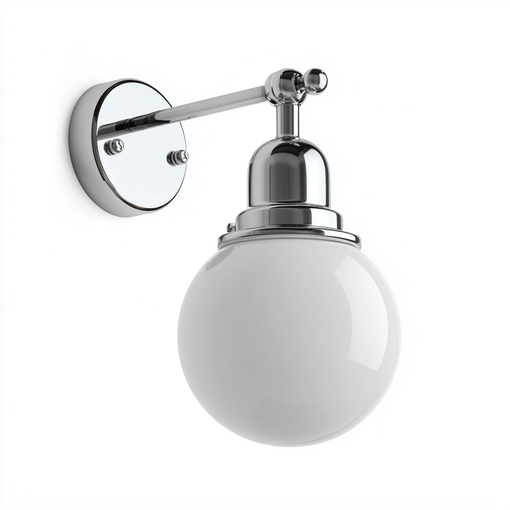 Applique murale Métal-Verre 24x16 cm - Argent-Blanc - Style moderne-Abodearo