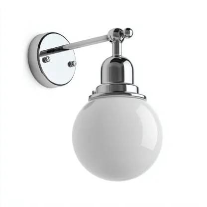 Applique murale Métal-Verre 24x16 cm - Argent-Blanc - Style moderne-Abodearo