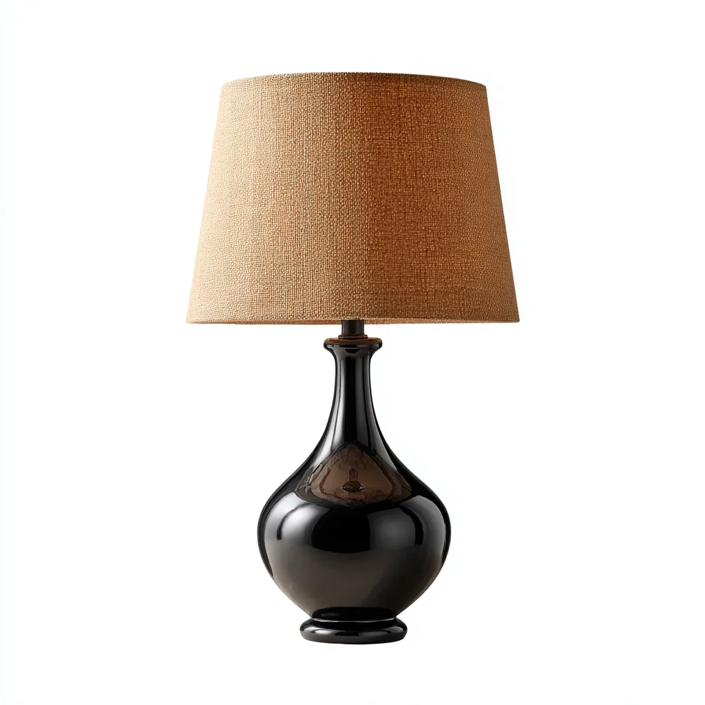 Lampe de table Céramique-Tissu 32x18 cm - Noir-Brun - Style classique-Abodearo