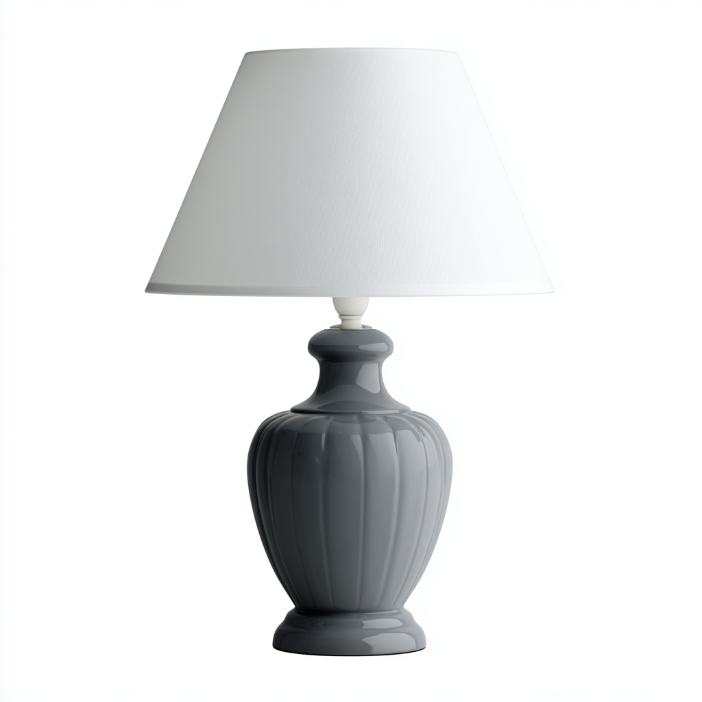 Lampe de table Céramique 34x22 cm - Gris-Blanc - Style classique-Abodearo