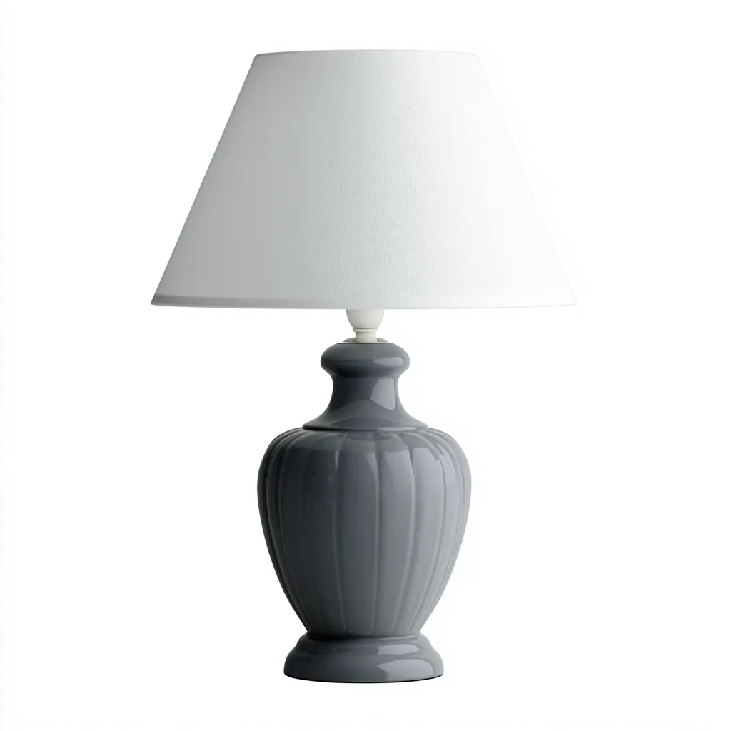 Lampe de table Céramique 34x22 cm - Gris-Blanc - Style classique-Abodearo