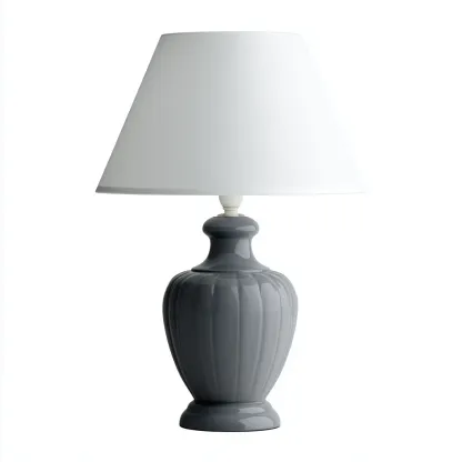 Lampe de table Céramique 34x22 cm - Gris-Blanc - Style classique-Abodearo