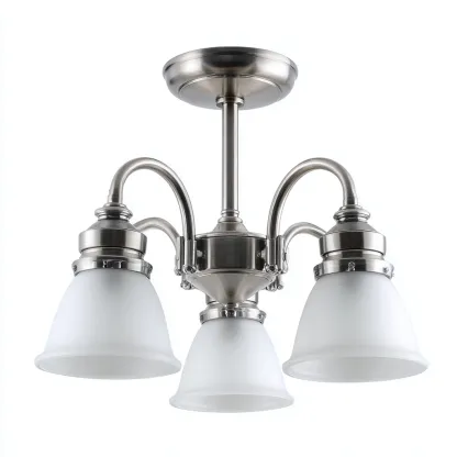 Plafonnier métal et verre 38x38x32 cm - argent-blanc - style classique-Abodearo