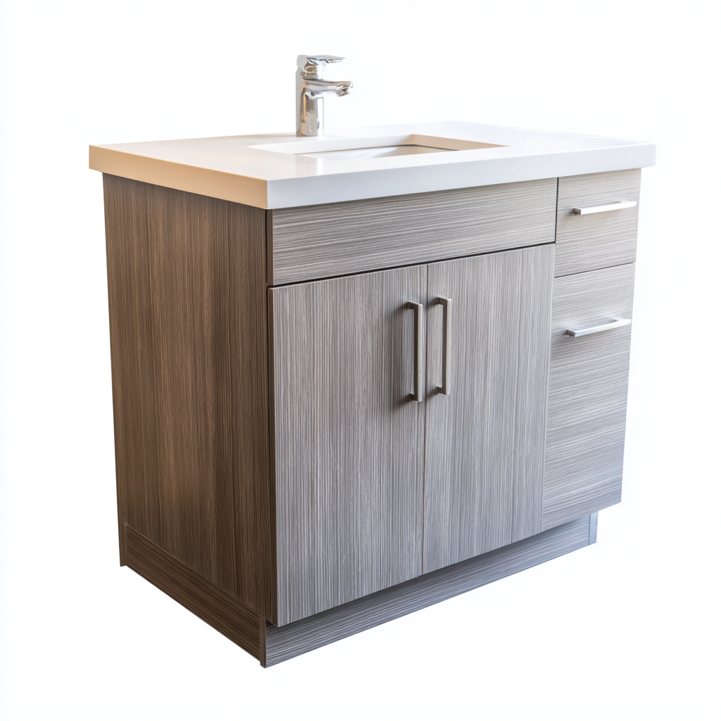 Meuble vasque Bois 80x48x85 cm - Gris - Design moderne-Abodearo