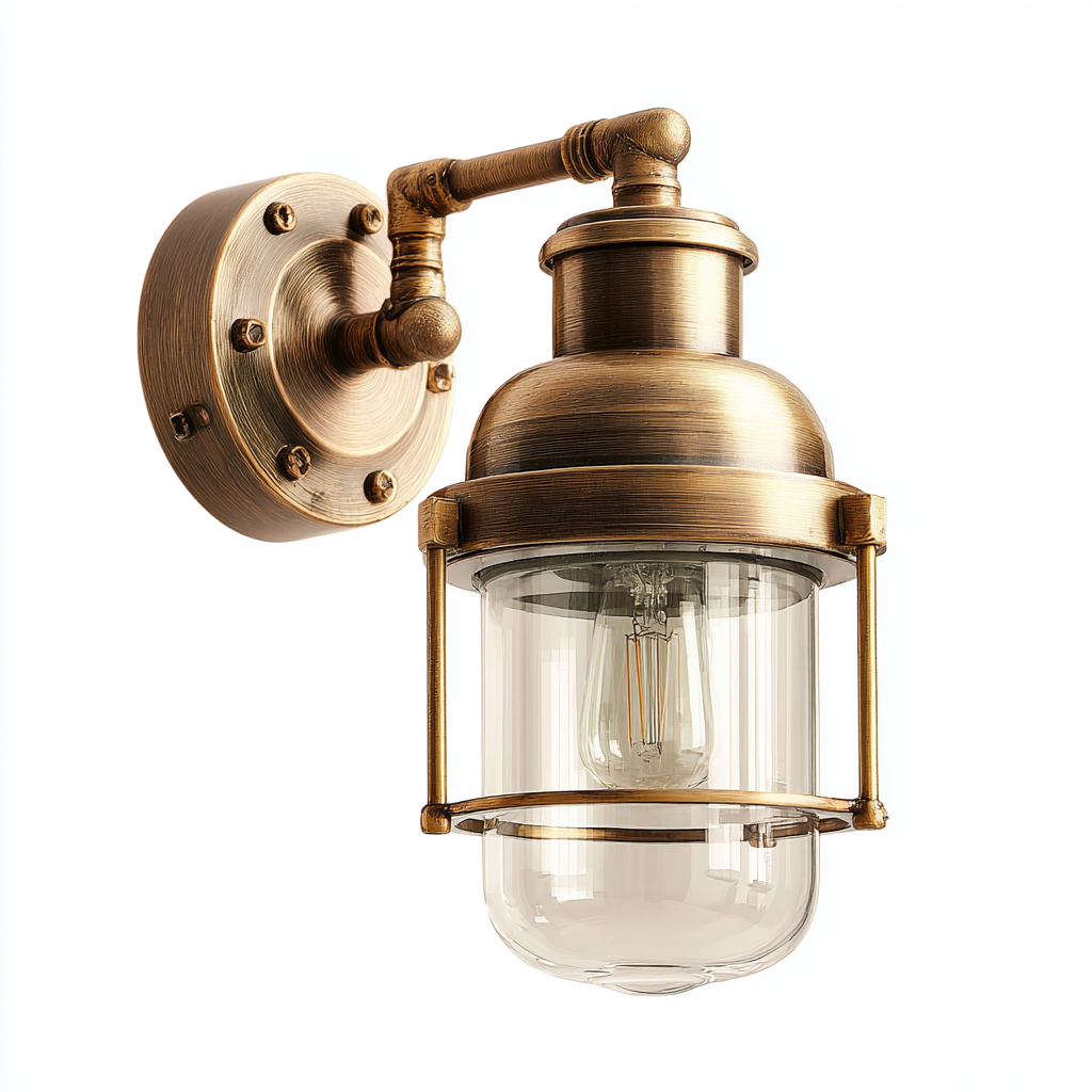 Applique murale Métal-Verre 32x18 cm - Laiton - Style vintage-Abodearo