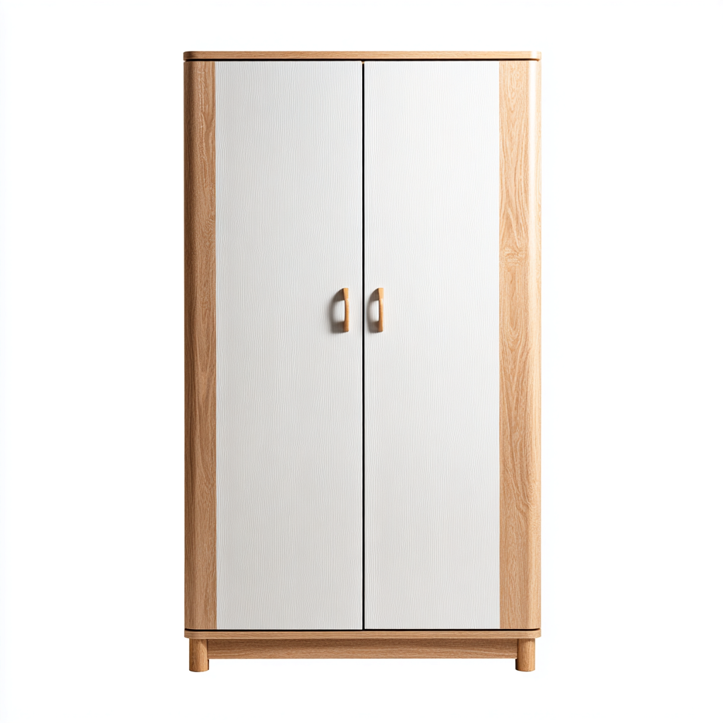 Armoire en panneaux bois 180x60x200 cm - blanc-bois naturel - design moderne pour chambre-Abodearo