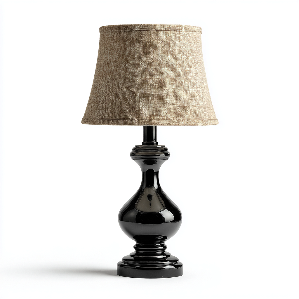 Lampe de table Céramique-Tissu 30x16 cm - Noir-Beige - Style classique-Abodearo
