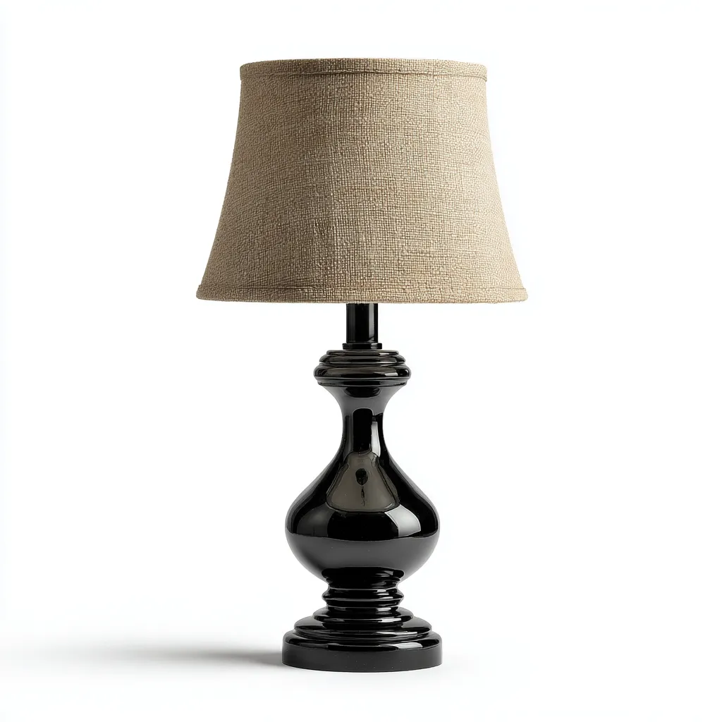 Lampe de table Céramique-Tissu 30x16 cm - Noir-Beige - Style classique-Abodearo