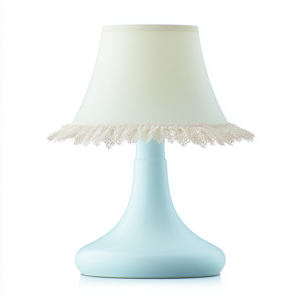 Lampe de table Résine-Tissu 28x18 cm - Bleu clair-Crème - Style classique-Abodearo