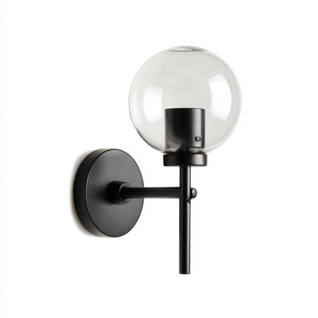 Applique murale Métal-Verre 24x14 cm - Noir-Transparent - Style moderne-Abodearo