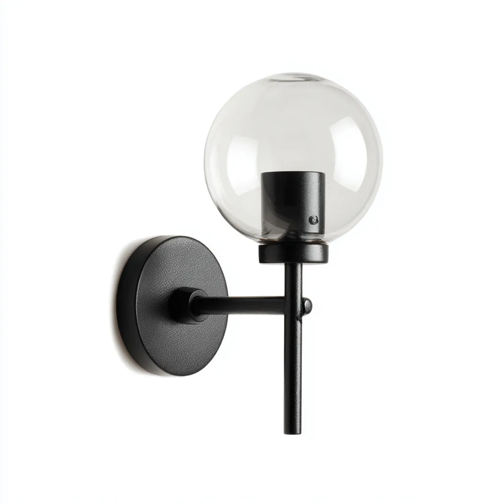 Applique murale Métal-Verre 24x14 cm - Noir-Transparent - Style moderne-Abodearo