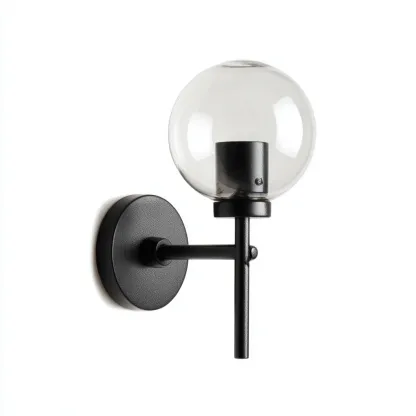 Applique murale Métal-Verre 24x14 cm - Noir-Transparent - Style moderne-Abodearo