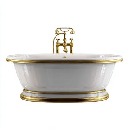 Baignoire Acrylique 175x80x60 cm - Blanc-Or - Design classique-Abodearo