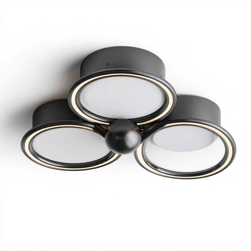 Plafonnier Métal-Plastique 48x45x14 cm - Noir - Design moderne-Abodearo