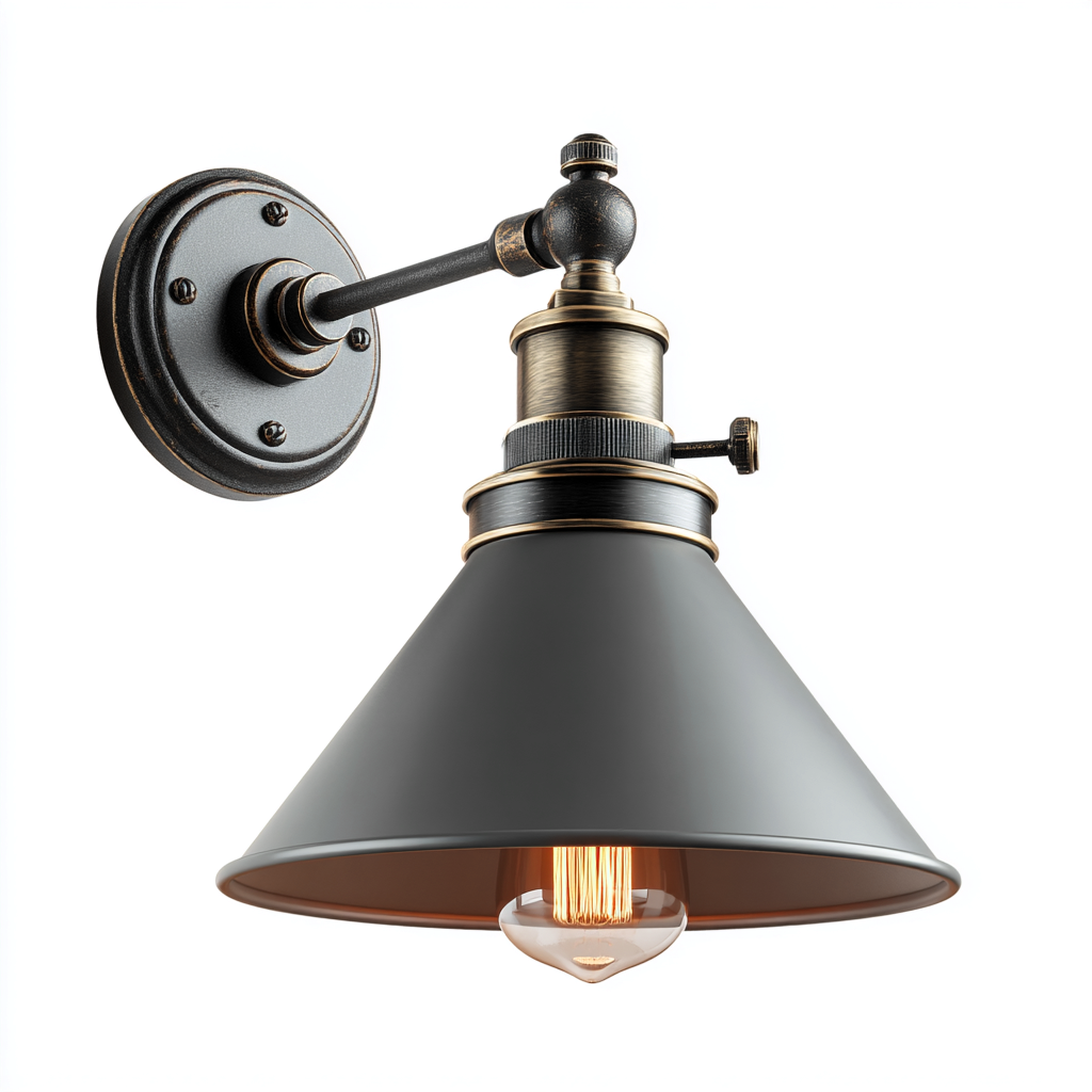 Applique murale Métal 27x18 cm - Noir-Gris - Style industriel-Abodearo