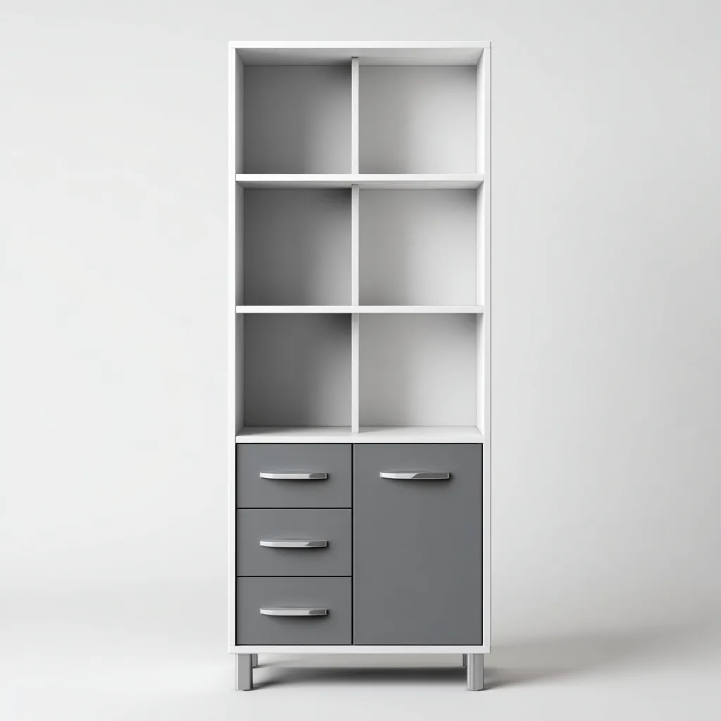 Meuble de rangement de cuisine en panneaux stratifiés 80x40x180 cm - blanc-gris - design fonctionnel-Abodearo