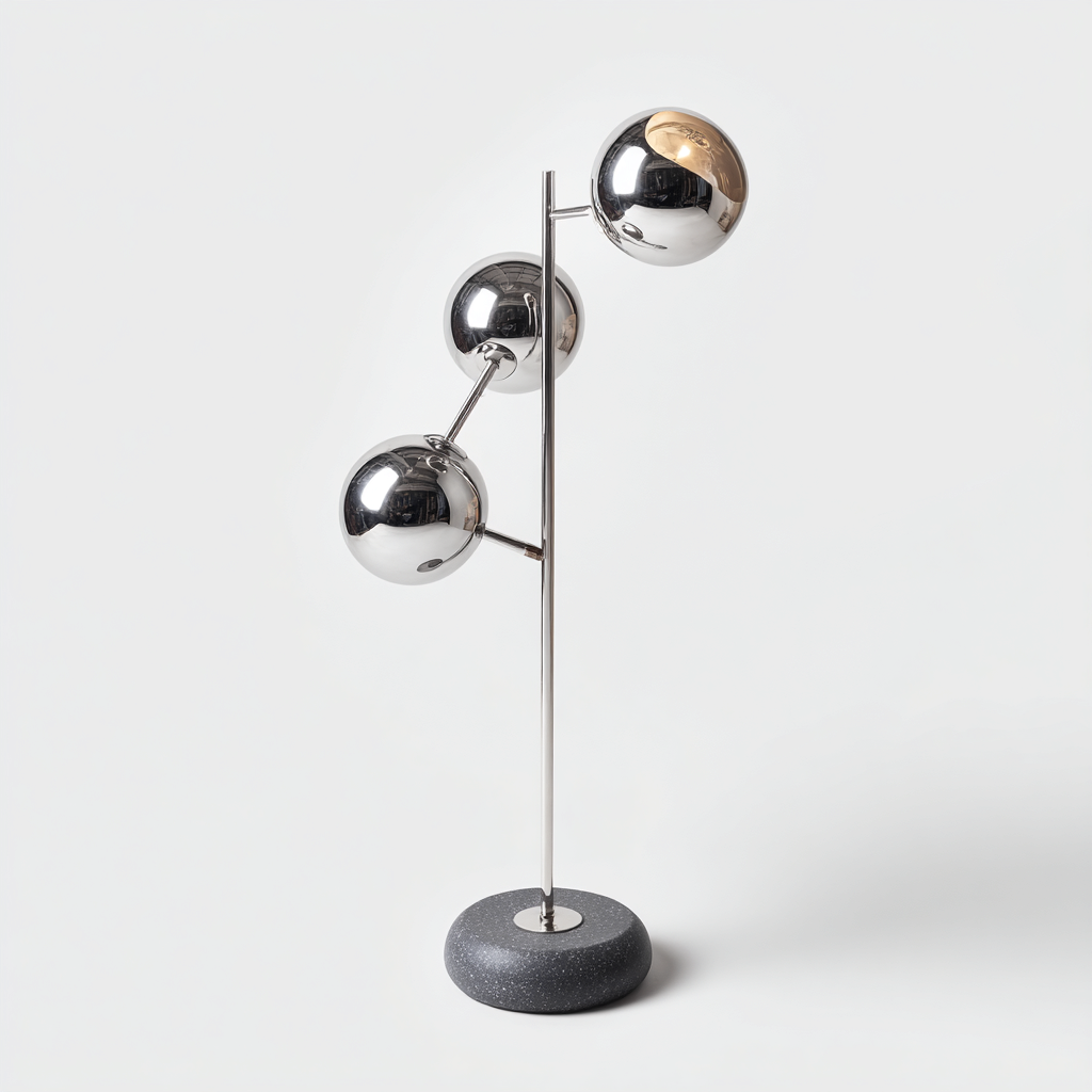 Lampadaire Métal-Verre 150x28 cm - Argent-Noir - Design moderne-Abodearo