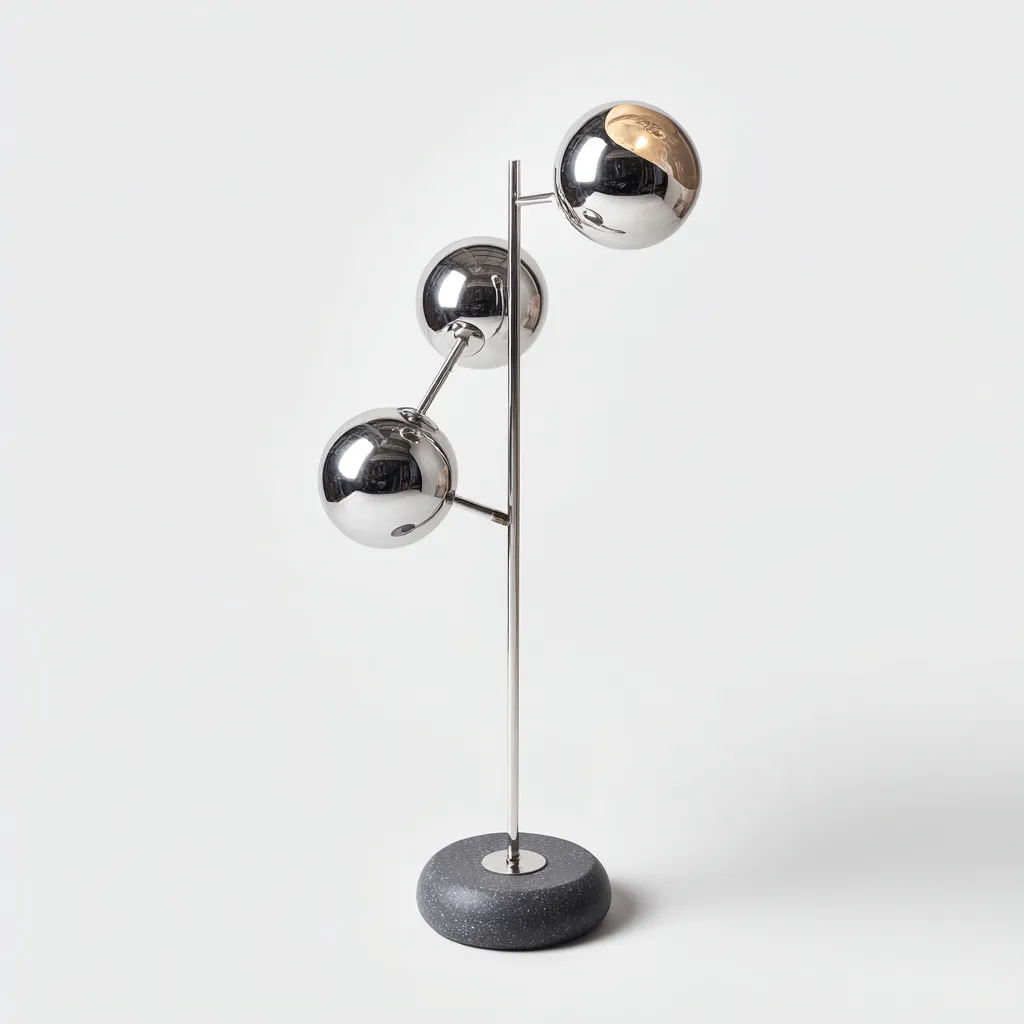 Lampadaire Métal-Verre 150x28 cm - Argent-Noir - Design moderne-Abodearo