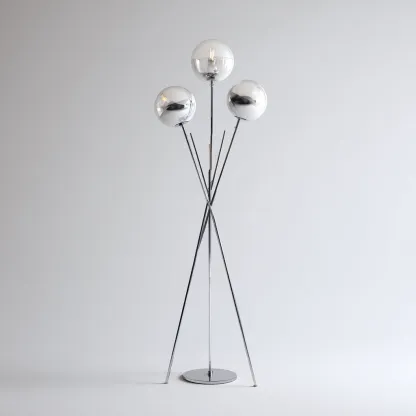 Lampadaire Métal-Verre 165x45 cm - Noir-Argenté - Design moderne-Abodearo