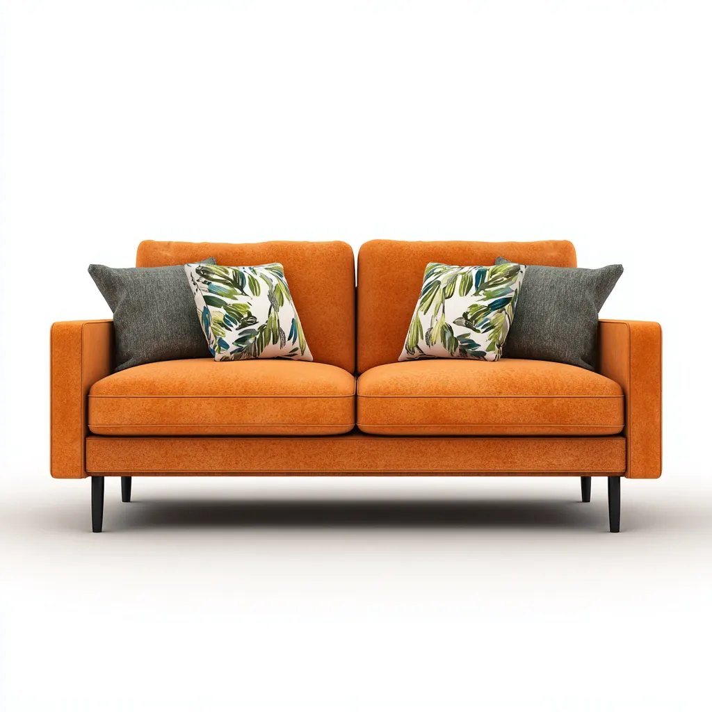 Canapé droit Velours 150x85x85 cm - Orange - Style moderne-Abodearo