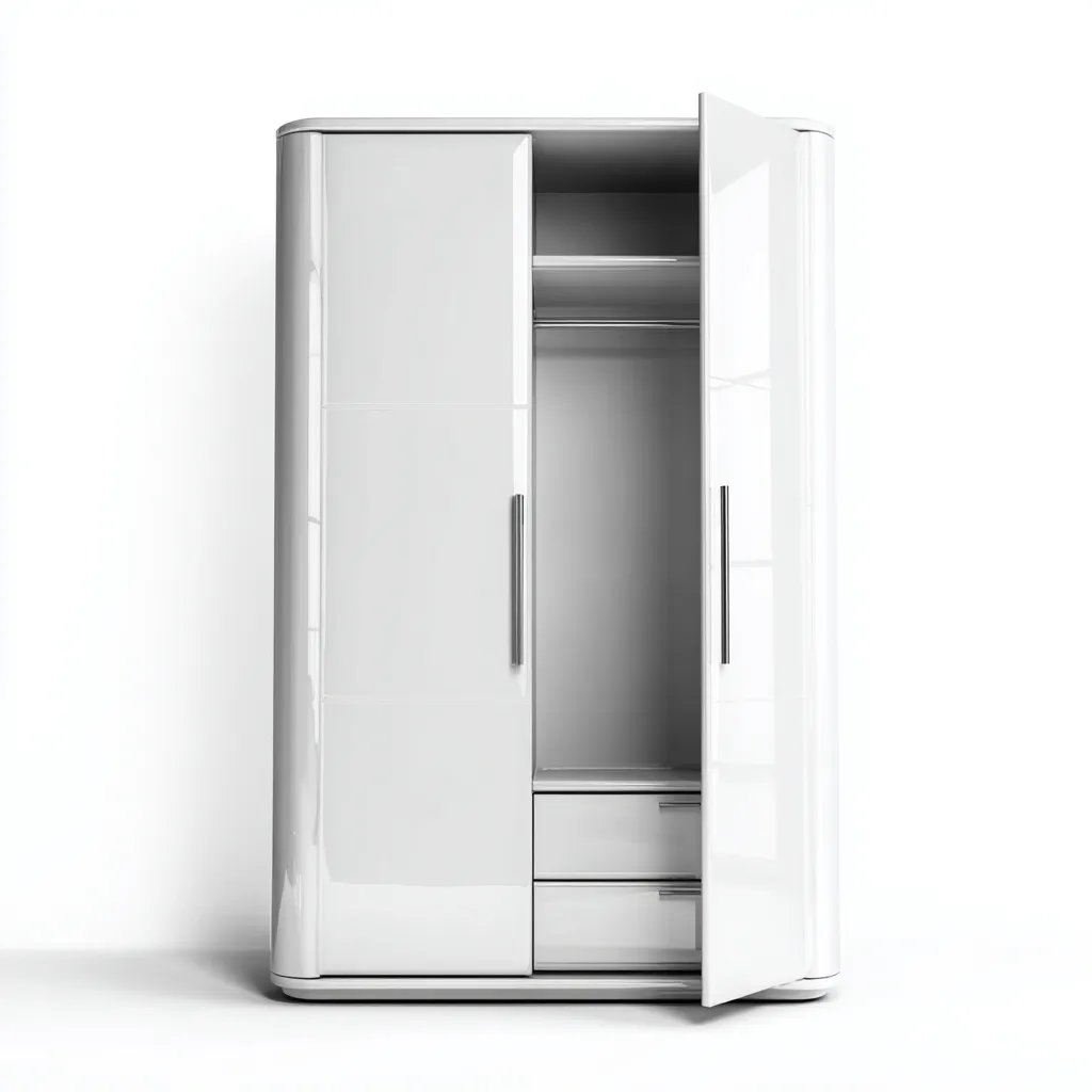 Armoire bois laqué 120x60x200 cm - blanc - portes battantes avec rangements intégrés-Abodearo