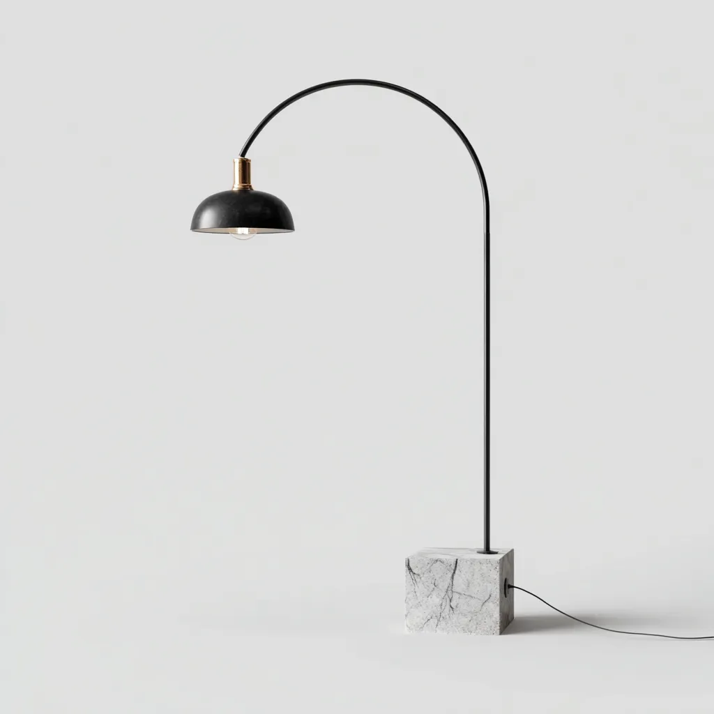 Lampadaire Métal-Marbre 160x30 cm - Noir-Blanc - Style contemporain-Abodearo